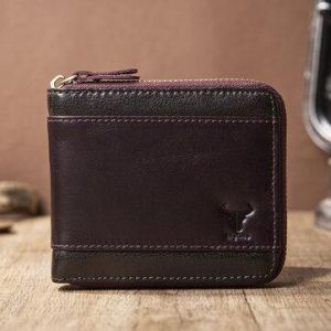 HI!ComeBack ALL IN ONE Men Genuine Leather RFID Anti-theft Zipper Retro Business Multi Card Wallet