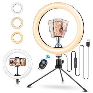 HI!ComeBack ALL IN ONE ELEGIANT 10 inch 3 Color Modes Dimmable LED Ring Full Light Stand