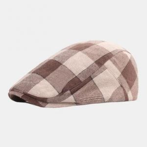 HI!ComeBack ALL IN ONE MENS Cotton Stripe Beret Caps color brown-white